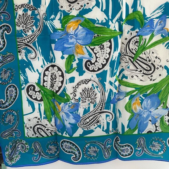 Oscar de la Renta Vintage Silk Floral Scarf 30" 1980s - Picture 2 of 10